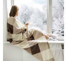 Плед флисовый АртПостель Клетка цвет бежево-коричневый