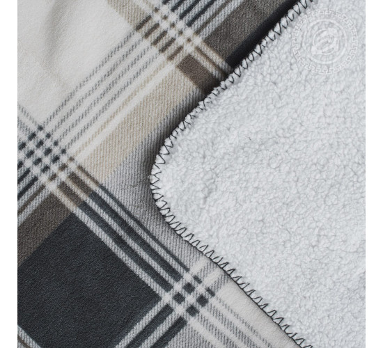 Плед флисовый АртПостель Клетка цвет сливки-серый