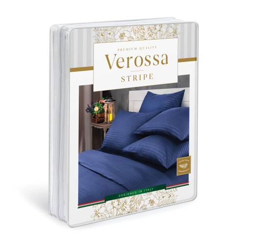 Постельное белье страйп-сатин Verossa Роял Indigo