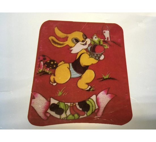 Плед акриловый детский Орленок Заяц и овощи красный