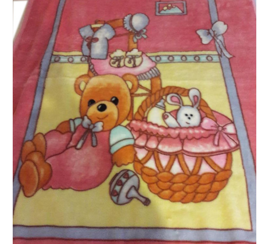 Плед акриловый детский Орленок Ласковый мишка розовый