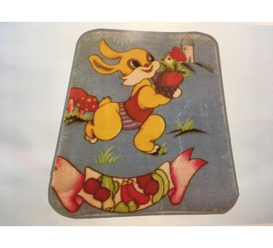 Плед акриловый детский Орленок Заяц и овощи голубой