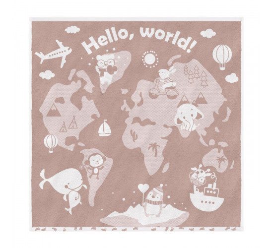 Полотенце махровое детское Облачко Hello, world! Бежевый тауп