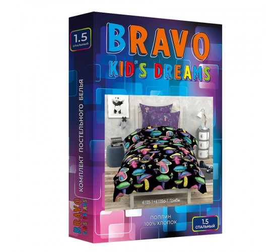 Детское (подростковое) постельное белье поплин Bravo kids dreams Грибы