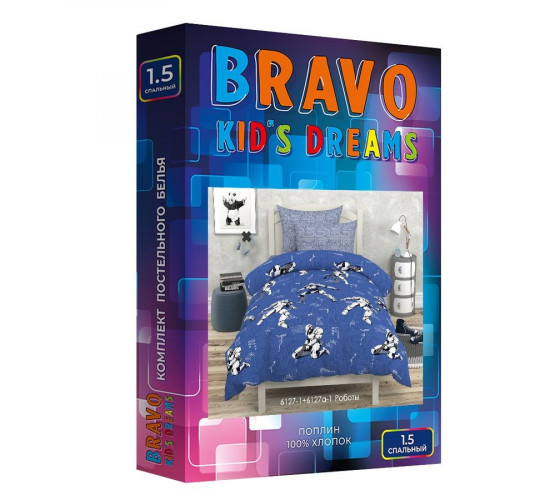 Детское (подростковое) постельное белье поплин Bravo kids dreams Роботы Детское (подростковое) постельное белье поплин Bravo kids dreams Роботы