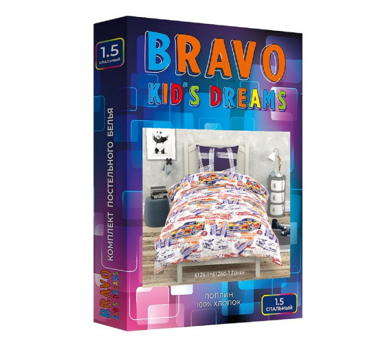 Детское (подростковое) постельное белье поплин Bravo kids dreams Гонки