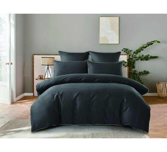 Постельное белье сатин однотонный с кантом Karteks HK-08 цвет хакки