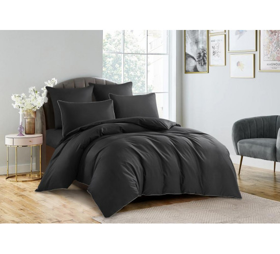 Постельное белье сатин однотонный с кантом Karteks HK-08 цвет хакки