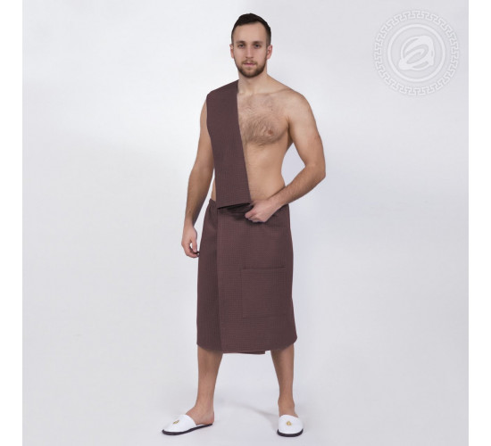 Килт для бани и сауны мужской АртДизайн коричневый