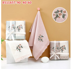 Набор вафельных полотенец 2 шт в коробке Букет