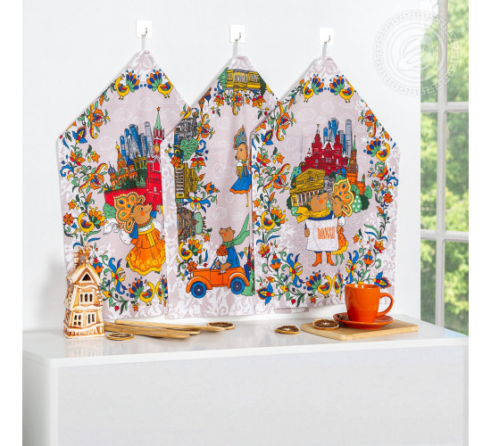 Набор полотенец из рогожки АртДизайн Московские мишки