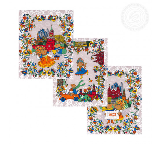 Набор полотенец из рогожки АртДизайн Московские мишки