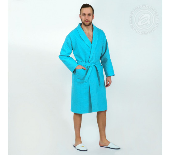 Халат с воротником АртДизайн Банный цвет бирюзовый